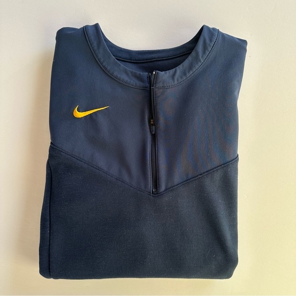 Nike Mens Dri Fit Half Zip Football UV Top Pullover Navy Blue Small - Picture 15 of 15